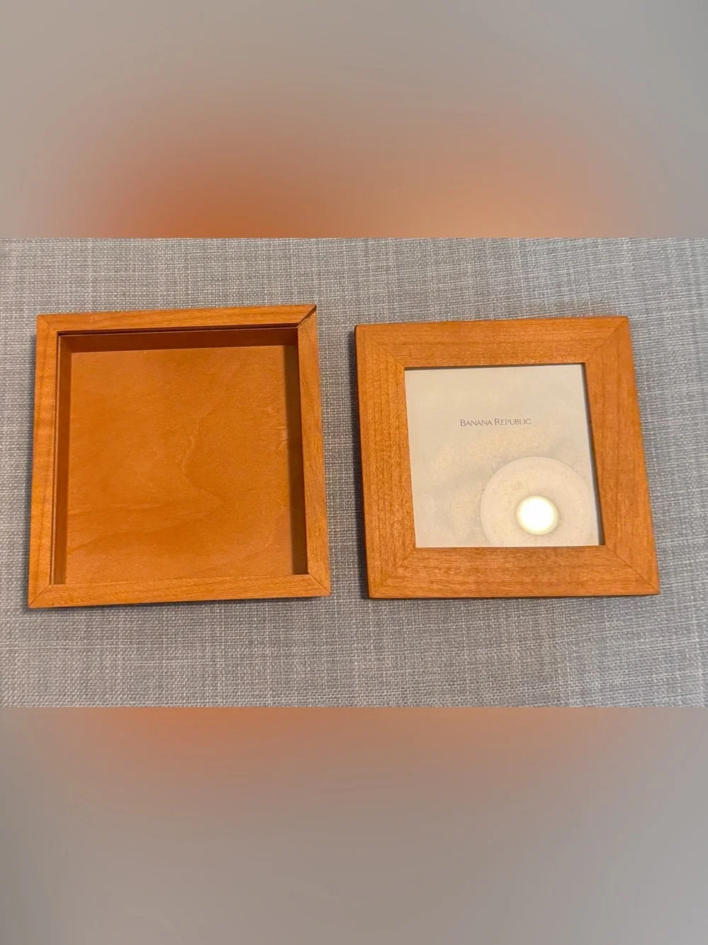 Banana Republic Square Wooden Picture Frame Trinket Box